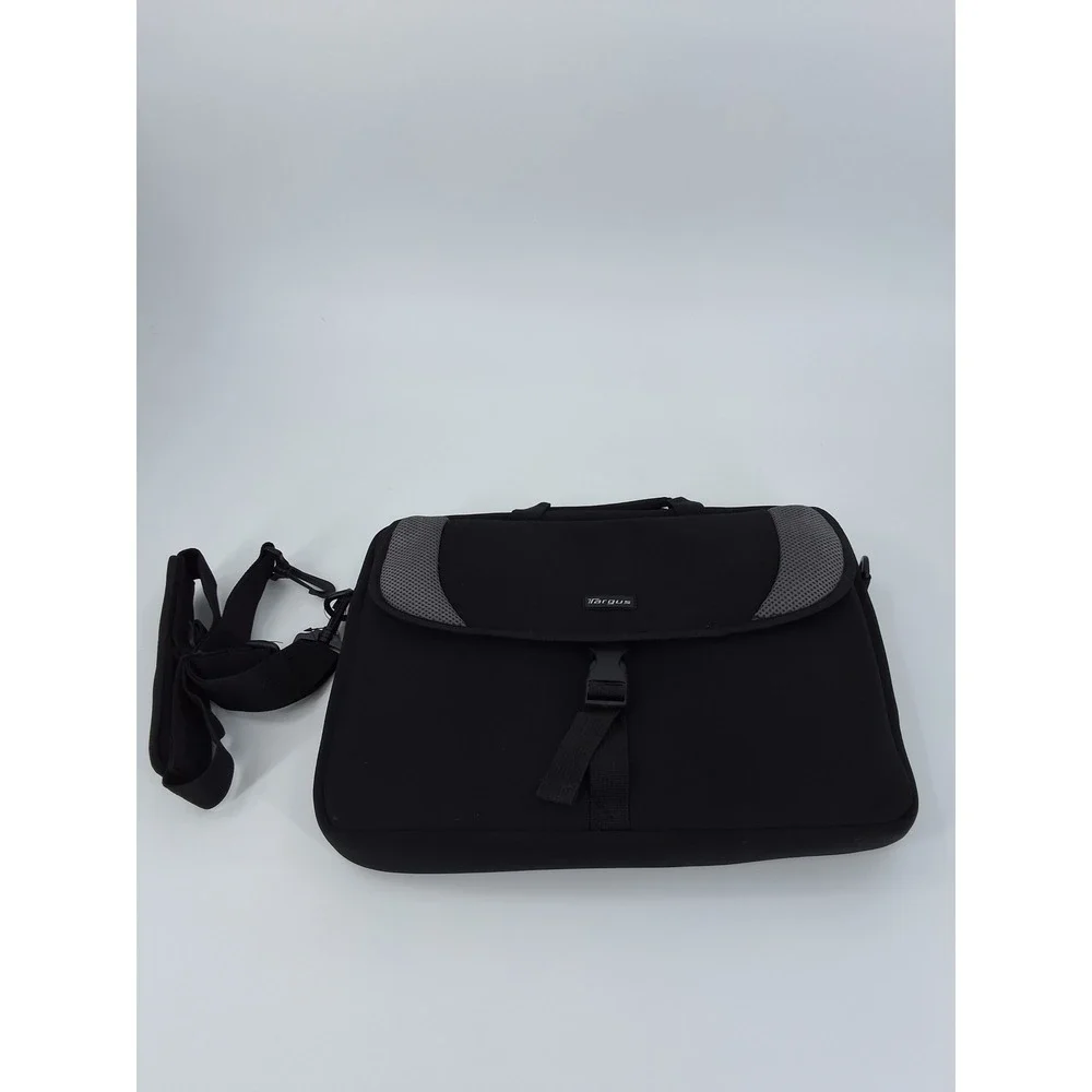 Targus Black Neoprene Laptop Messenger Bag Shoulder Strap Grey Mesh Accents